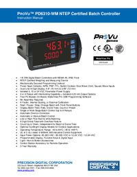 Thumbnail of document Manual - PD6310-WM ProVu NTEP Approved Batch Controller